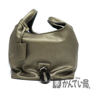 Loewe Calie Handbag Leather Metallic Gold
